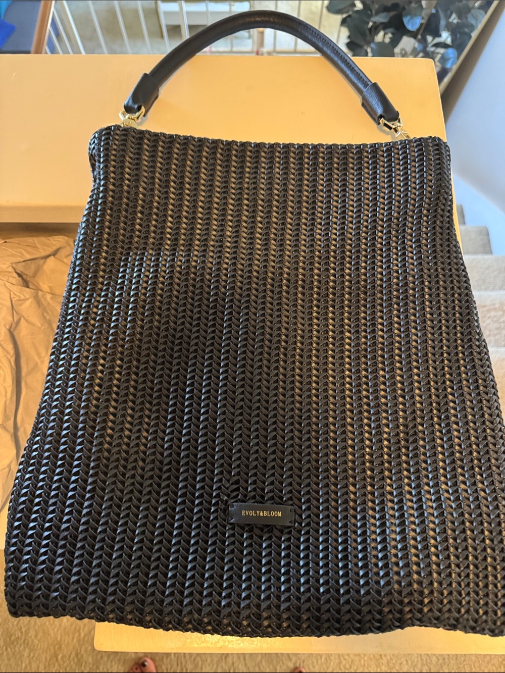 Black Woven Tote Bag